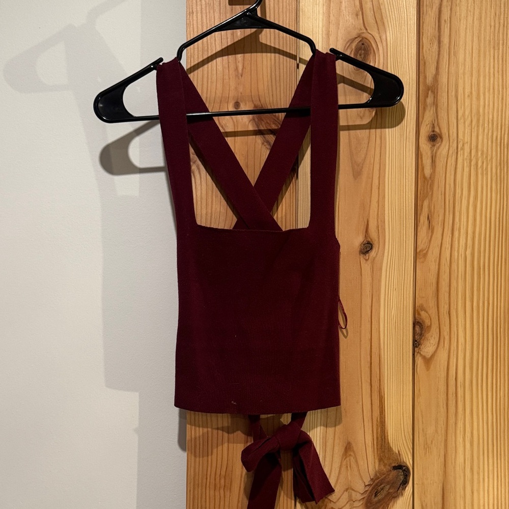 Elegant Burgundy Crisscross Top